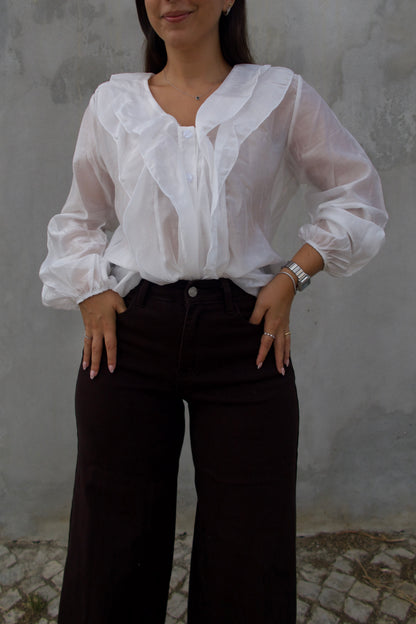 JEANS WIDE LEG CHOCOLATE