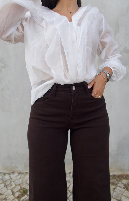 JEANS WIDE LEG CHOCOLATE