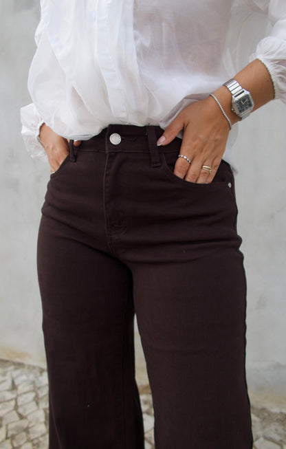 JEANS WIDE LEG CHOCOLATE