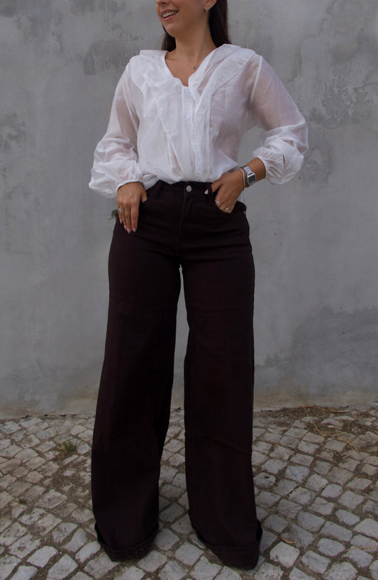 JEANS WIDE LEG CHOCOLATE