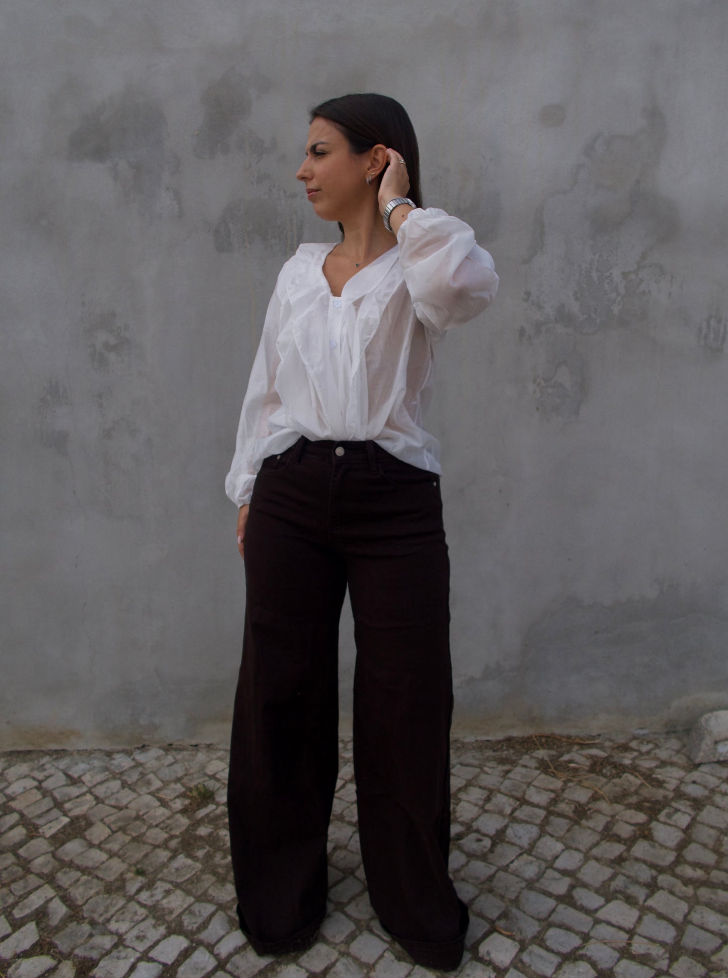 JEANS WIDE LEG CHOCOLATE