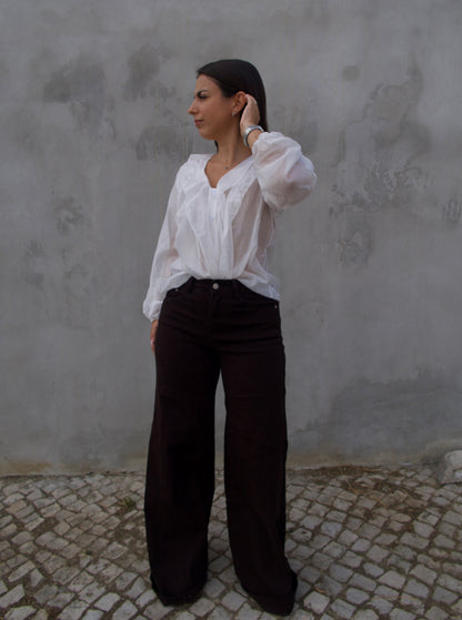 JEANS WIDE LEG CHOCOLATE